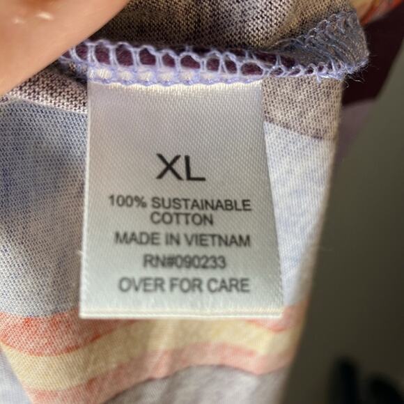 Pacsun pac cares cotton men’s long‎ sleeve shirt striped purple Orange top - Picture 4 of 4